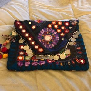 Tylie Malibu embroidered clutch